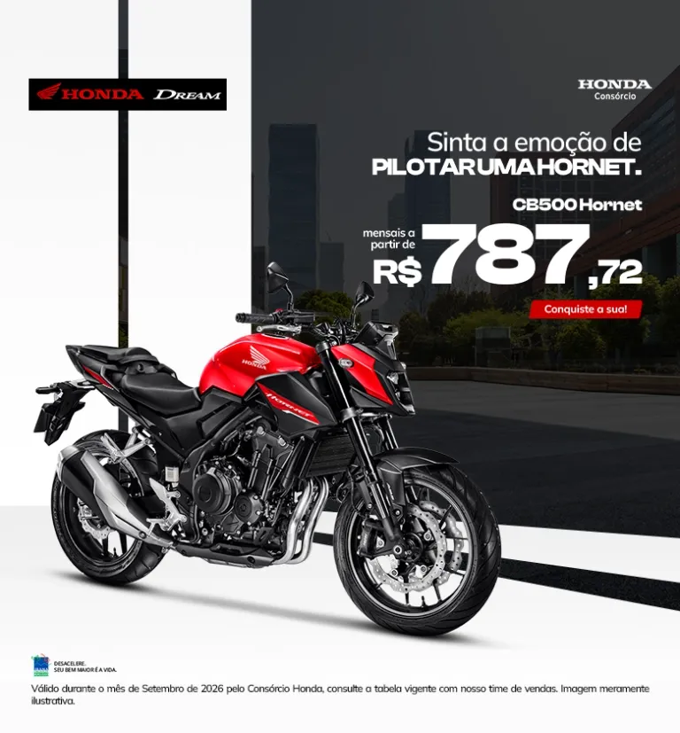 Banner CB500 Hornet Consórcio Honda LCR Motos