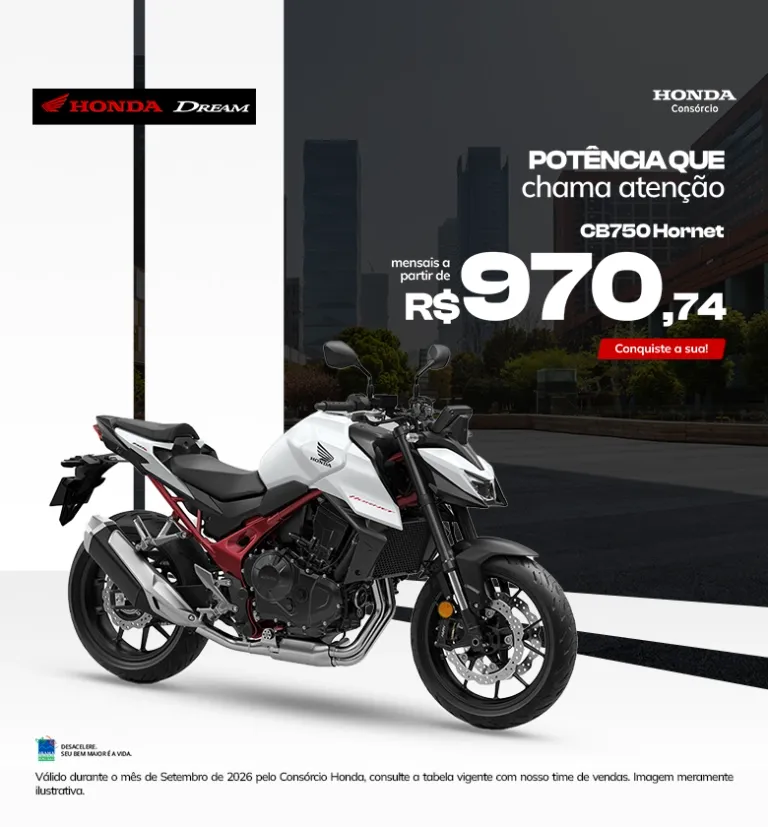 Banner CB750 Hornet Consórcio Honda LCR Motos